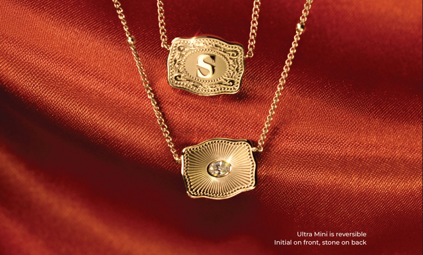 SpurWest Ultra Mini Belt Buckle Necklace (Initial) Gold