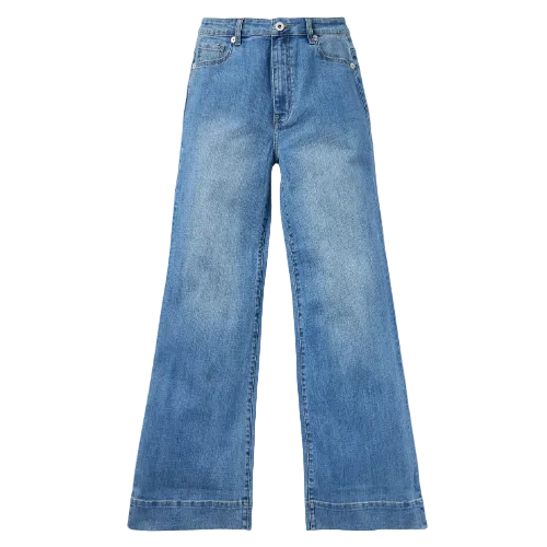 Stetson High Rise Wide Leg Fit Diagonal Pieced Back Pkt Med Wash