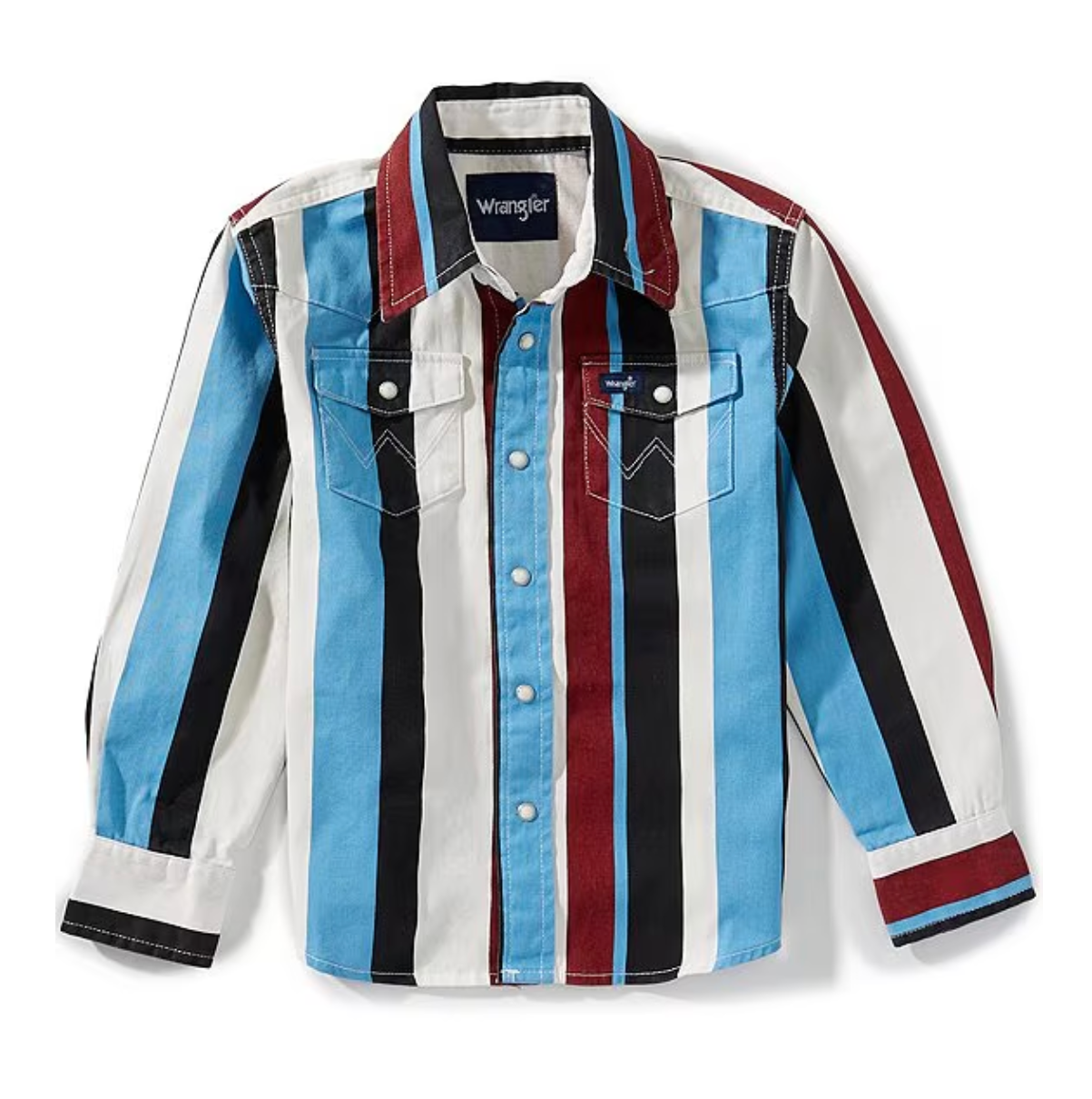 Wrangler Boys' Brushpopper Striped Long Sleeve Pearl Snap Western Shirt