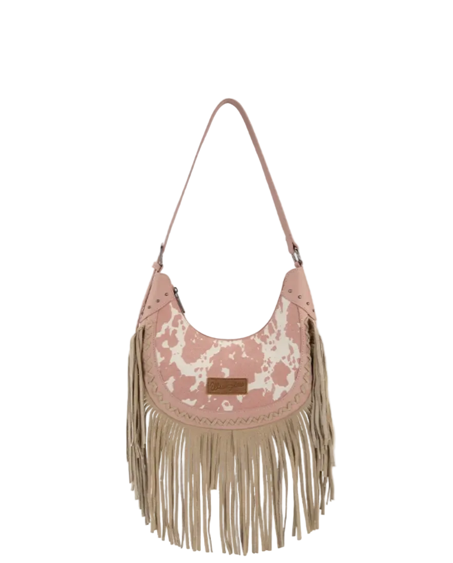 Wrangler Cow-print Fringe Hobo Purse