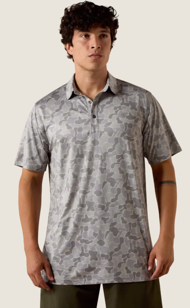 Ariat Men's All Over Print Heathered Fitted Polo