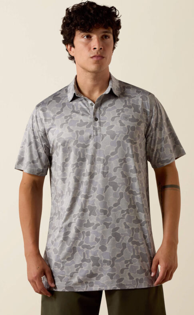 Ariat Men's All Over Print Heathered Fitted Polo