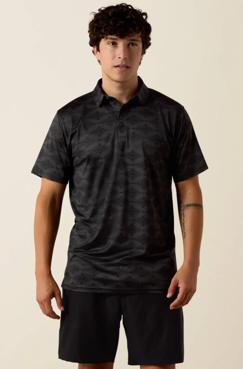 Ariat Men's All Over Print Heathered Fitted Polo