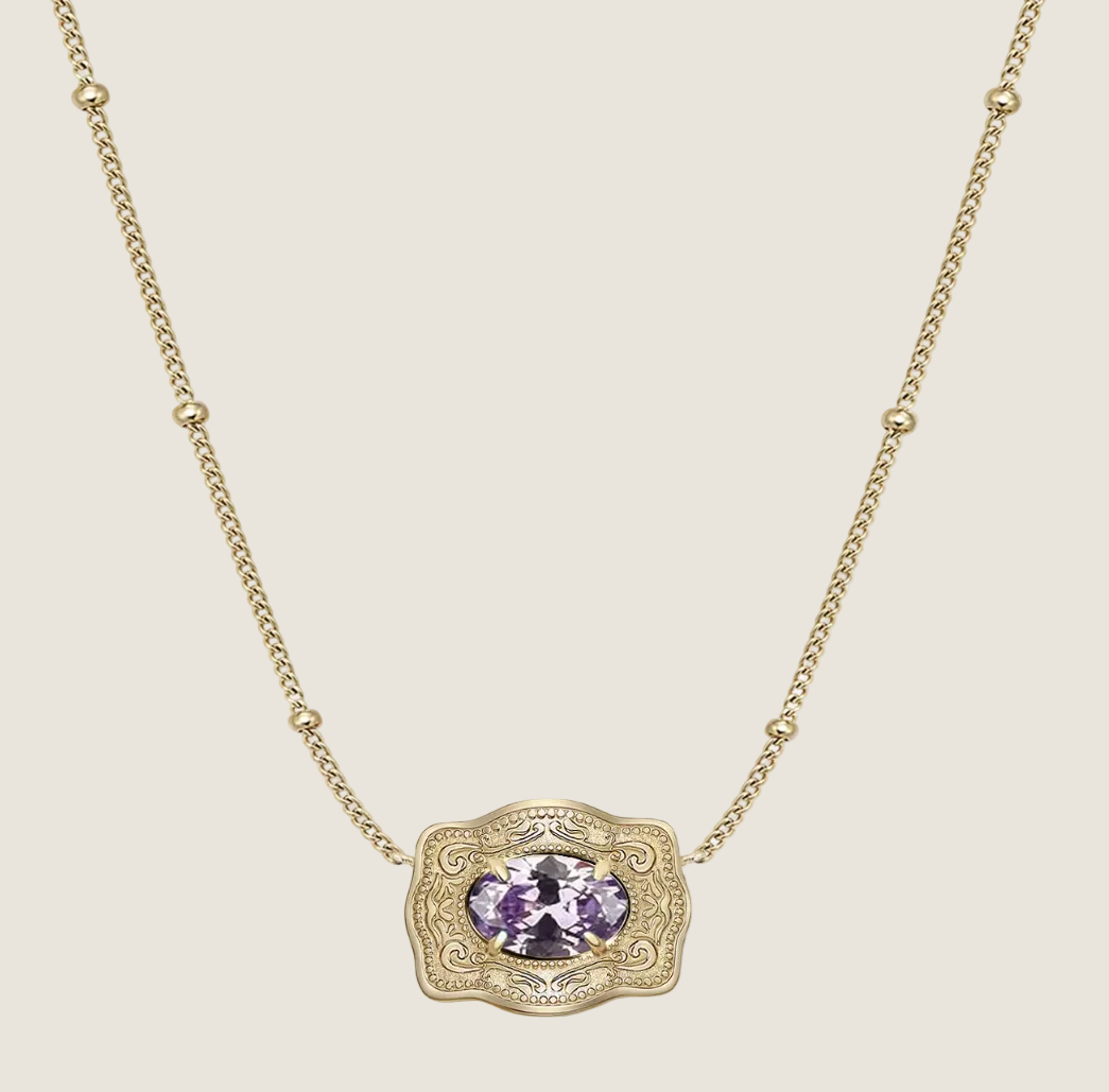 SpurWest ULTRA Mini Belt Buckle Necklace (Birthstone) Gold