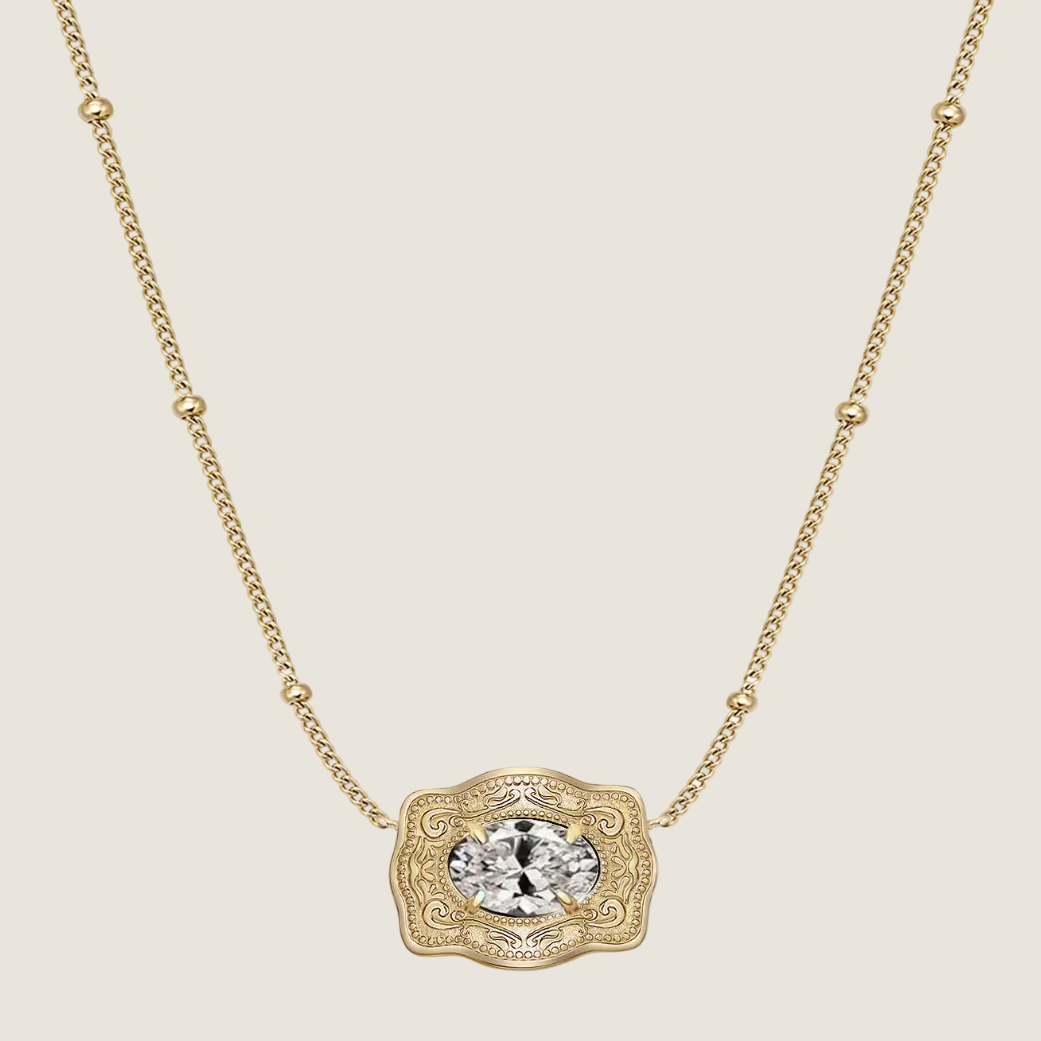 SpurWest ULTRA Mini Belt Buckle Necklace (Birthstone) Gold