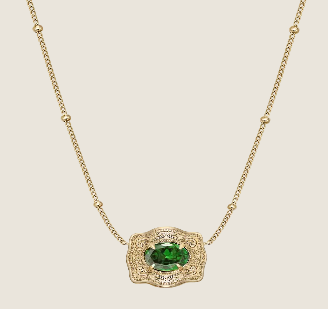 SpurWest ULTRA Mini Belt Buckle Necklace (Birthstone) Gold