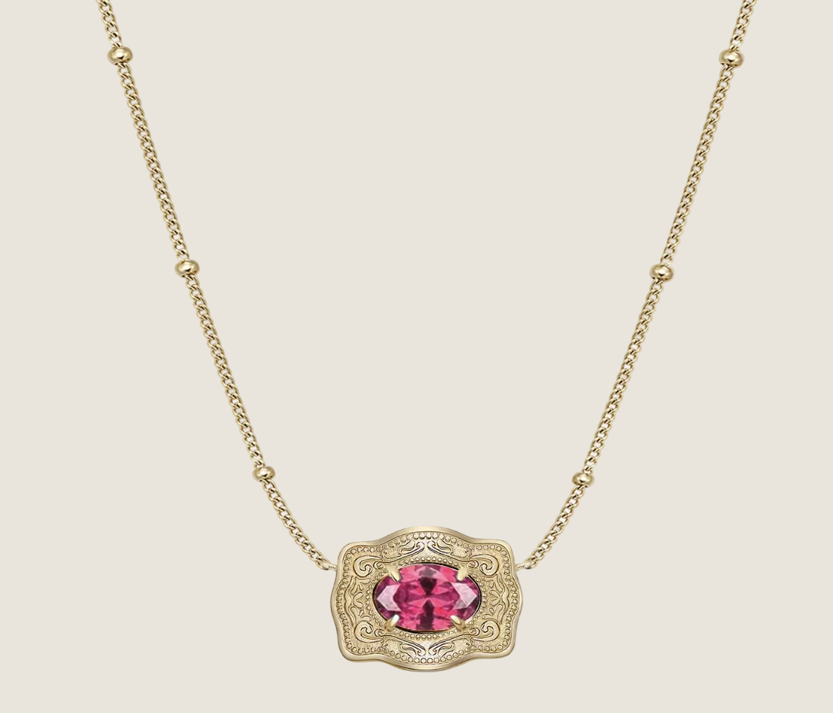 SpurWest ULTRA Mini Belt Buckle Necklace (Birthstone) Gold
