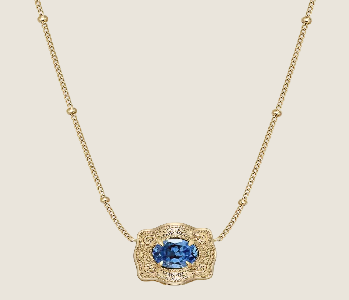 SpurWest ULTRA Mini Belt Buckle Necklace (Birthstone) Gold