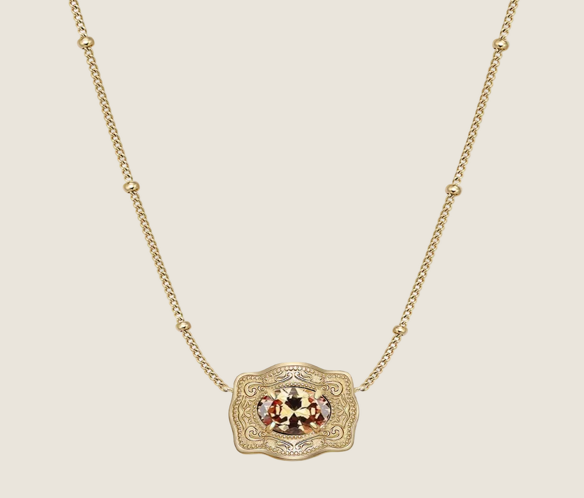 SpurWest ULTRA Mini Belt Buckle Necklace (Birthstone) Gold