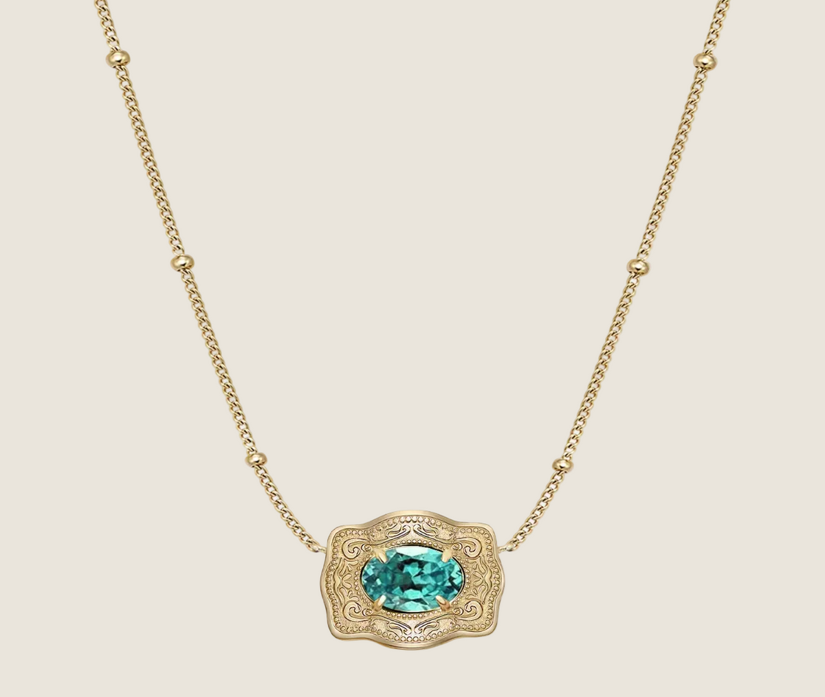 SpurWest ULTRA Mini Belt Buckle Necklace (Birthstone) Gold