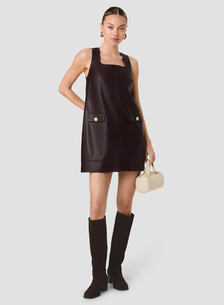 French Connection Madeline Faux Leather Shift Mini Dress