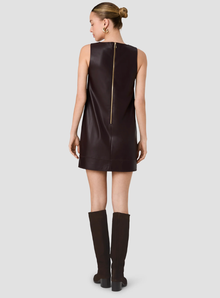 French Connection Madeline Faux Leather Shift Mini Dress