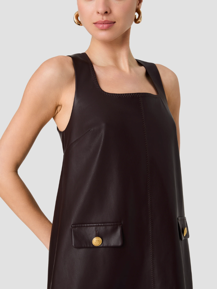 French Connection Madeline Faux Leather Shift Mini Dress