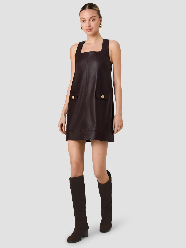 French Connection Madeline Faux Leather Shift Mini Dress