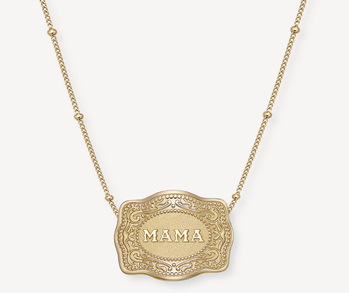SpurWest Mini Belt Buckle Necklace "MAMA" Gold