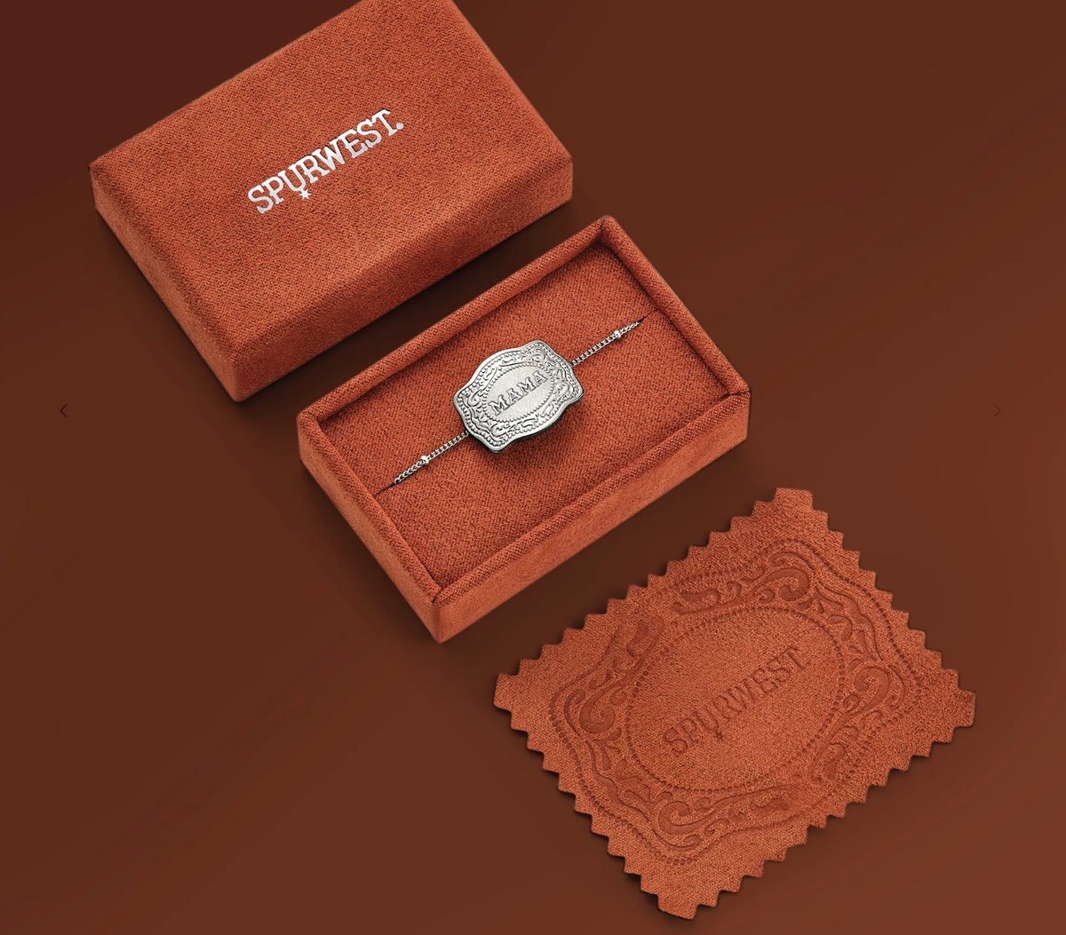 SpurWest Mini Belt Buckle Necklace "MAMA" Silver