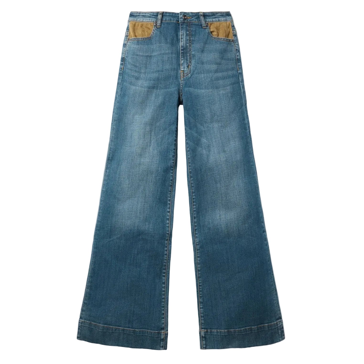 Stetson High Rise Wide Leg Fit With Brown Pocket Dark Wash