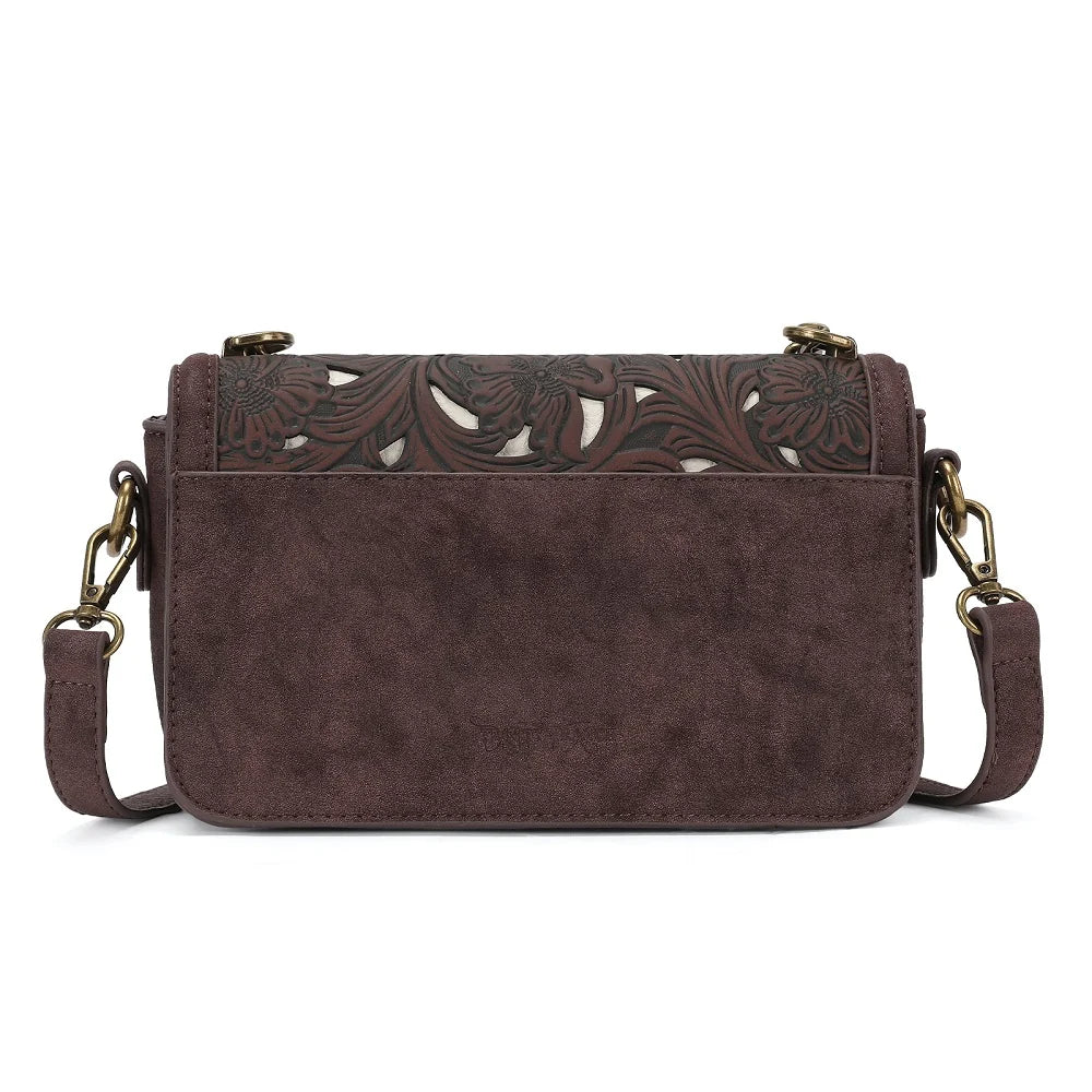 Trinity Ranch Cowhide Floral Cutout Crossbody Purse