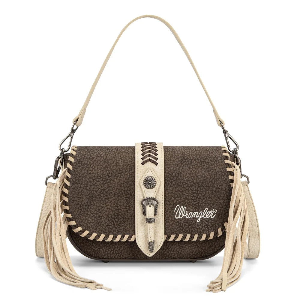Wrangler Braided Tassel Saddle Crossbody Bag