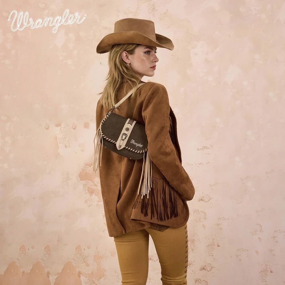 Wrangler Braided Tassel Saddle Crossbody Bag