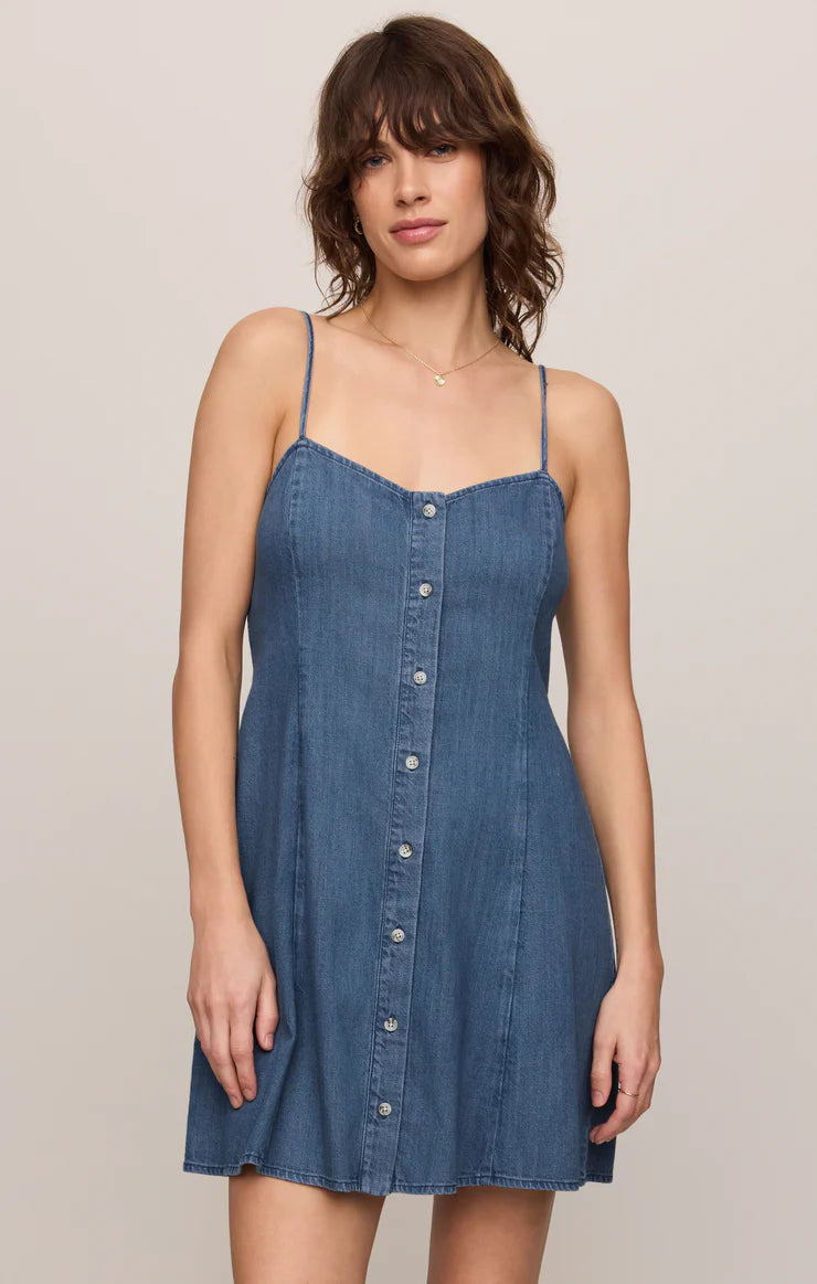 Z Supply Angel Eyes Denim Mini Dress Medium Indigo