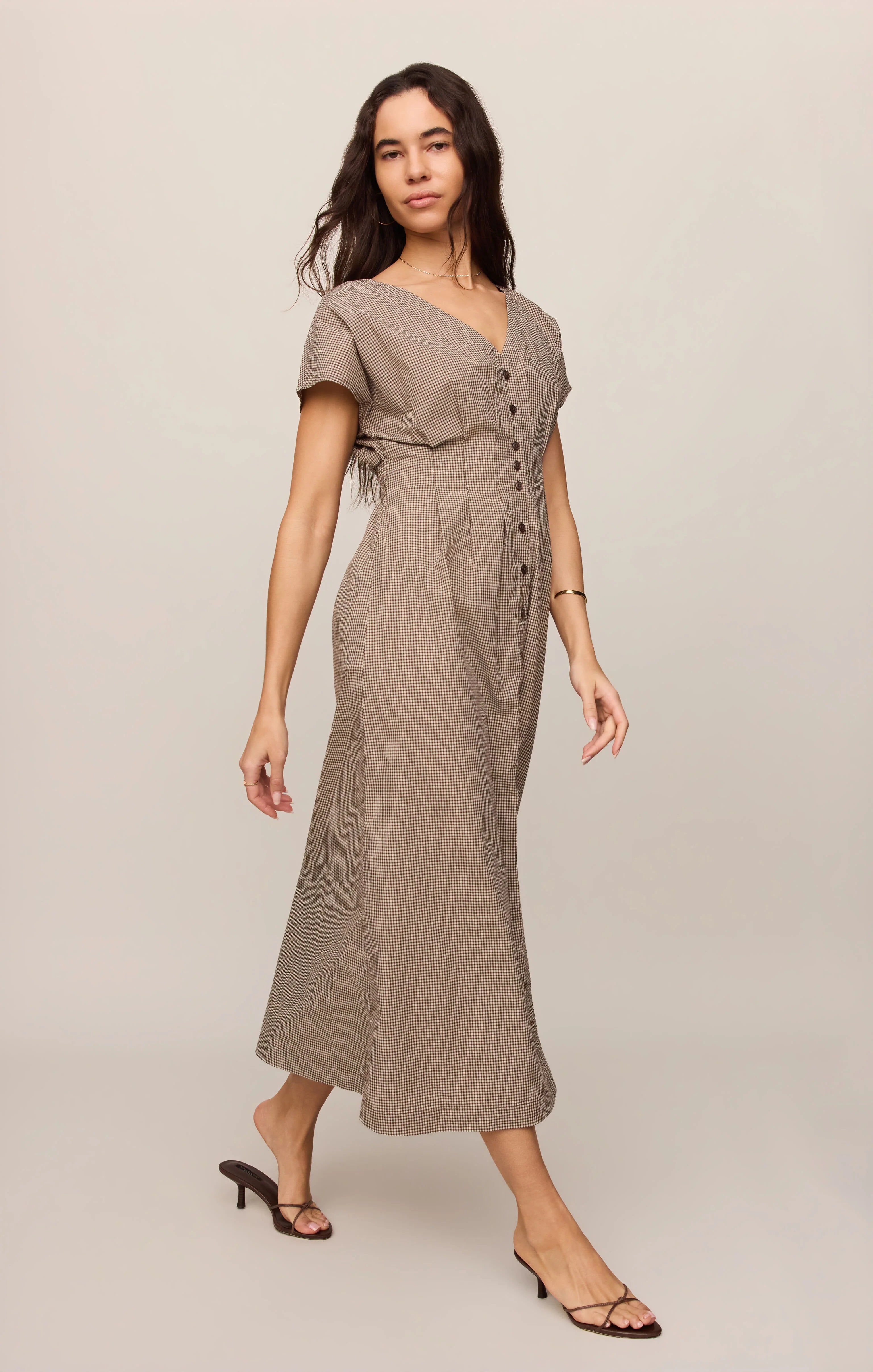 Z supply Sanna Gingham Maxi Dress Dark Chocolate