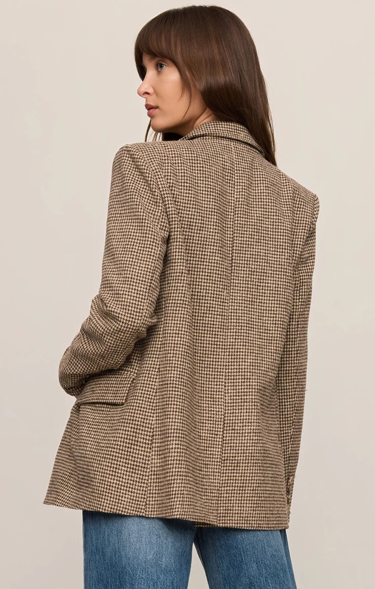 Z Supply Evan Houndstooth Blazer Dark Chocolate