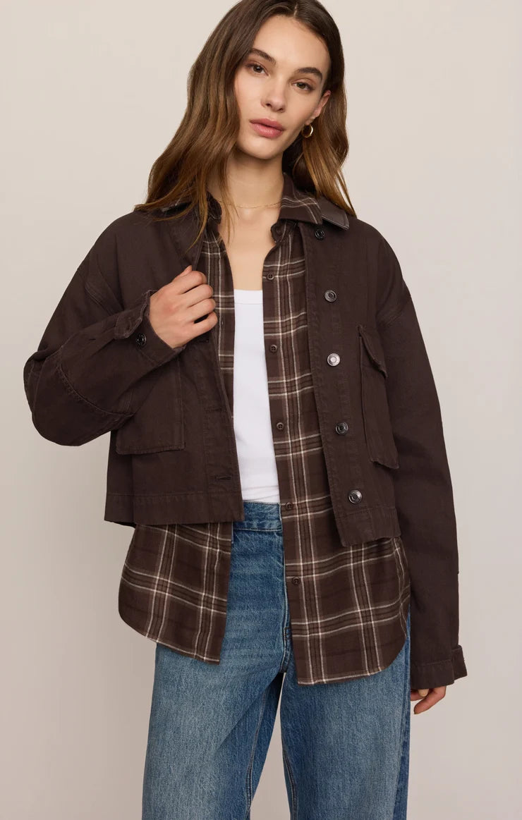 Z Supply Rey Cropped Chore Jacket Umber