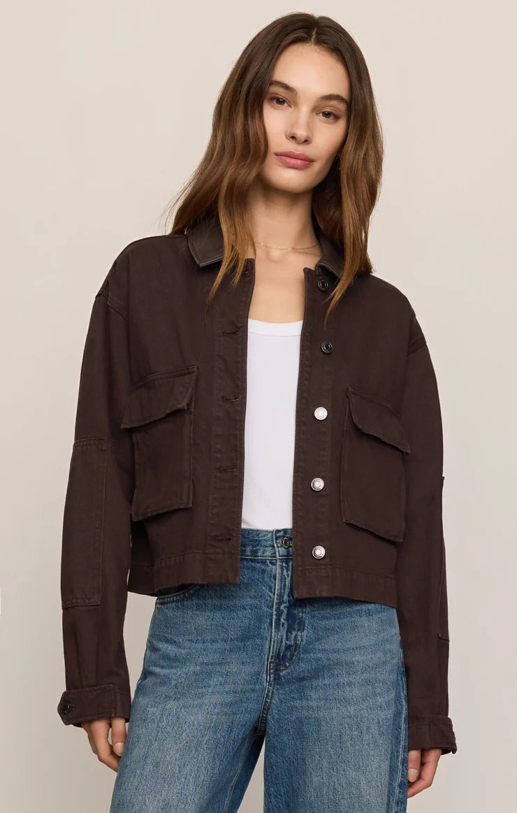 Z Supply Rey Cropped Chore Jacket Umber