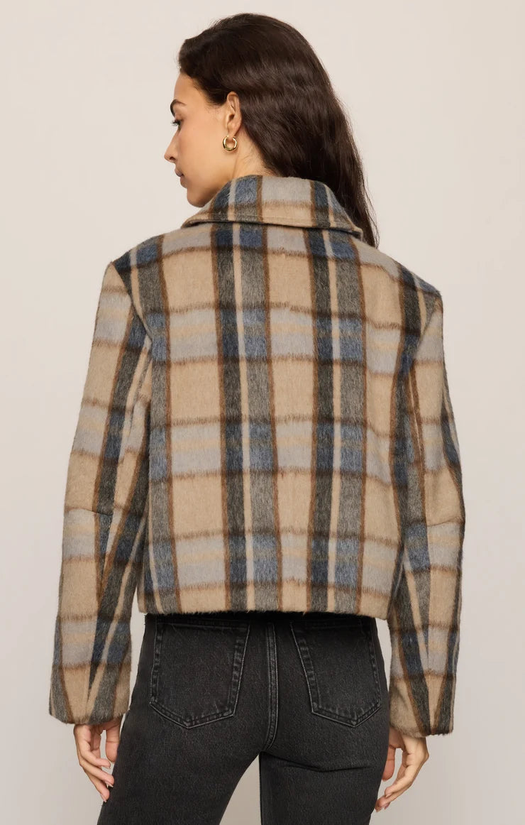 Z Supply Petra Plaid Shrunken Jacket Light Toffee
