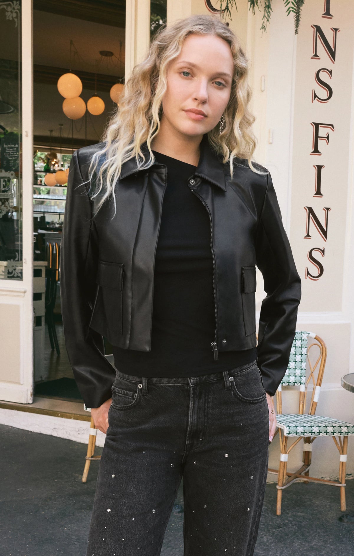Z Supply Ainsley Leather Jacket Black