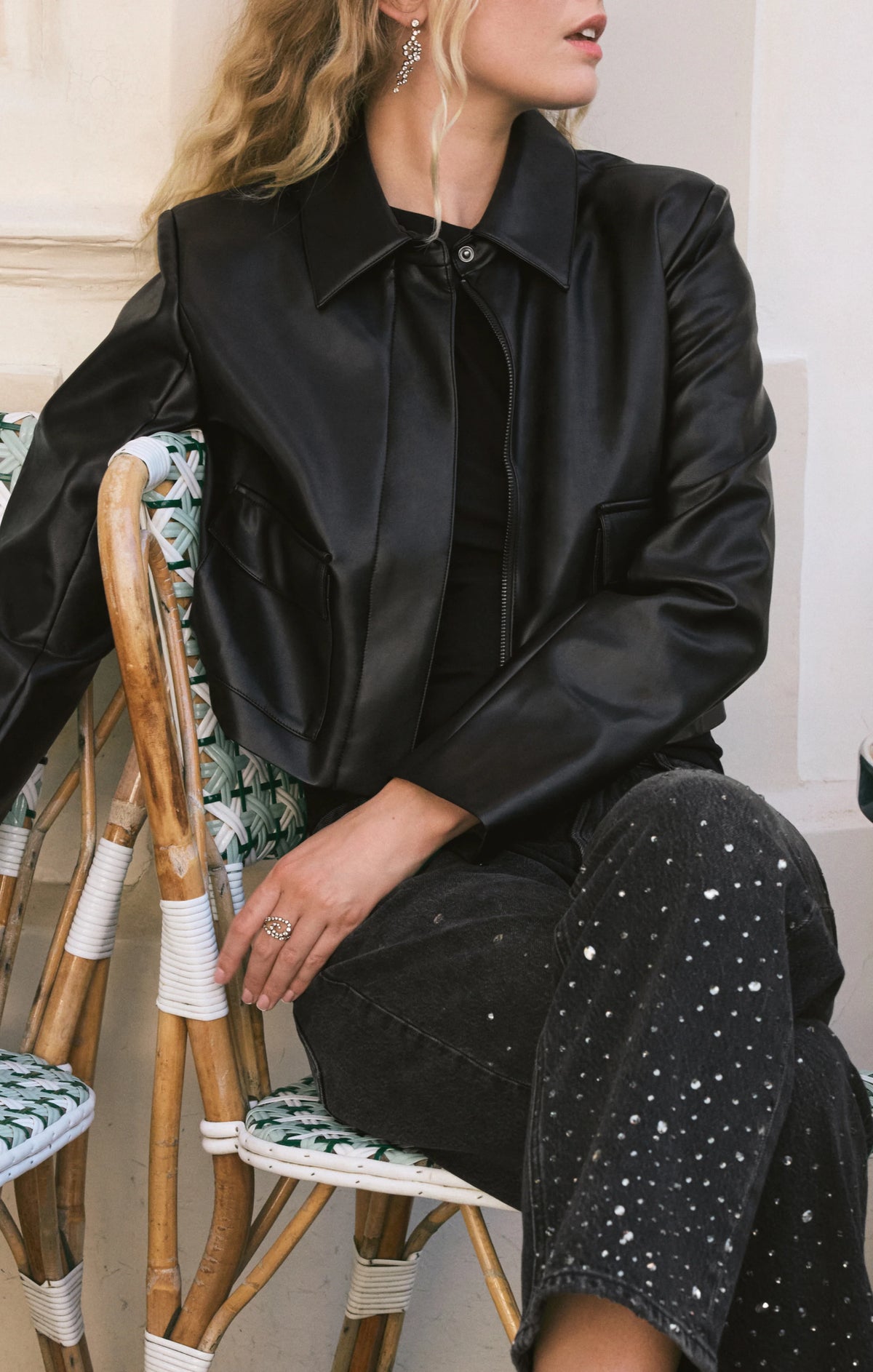 Z Supply Ainsley Leather Jacket Black
