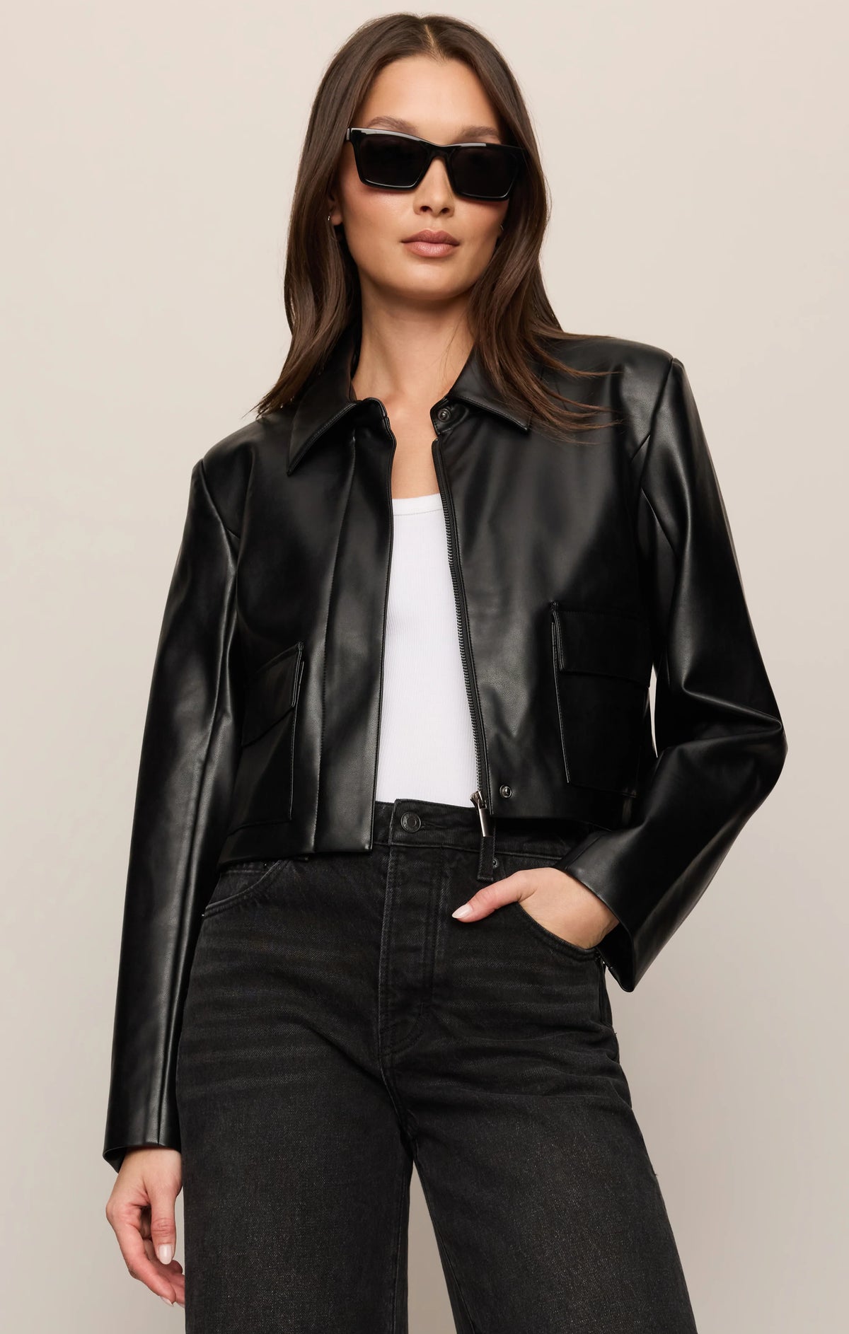 Z Supply Ainsley Leather Jacket Black