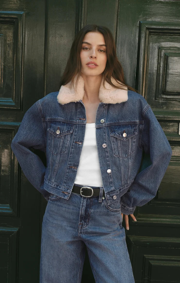 Z Supply The Daily Denim Fur Jacket Hush
