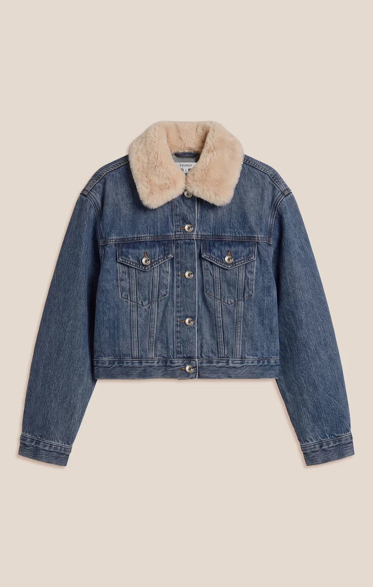 Z Supply The Daily Denim Fur Jacket Hush