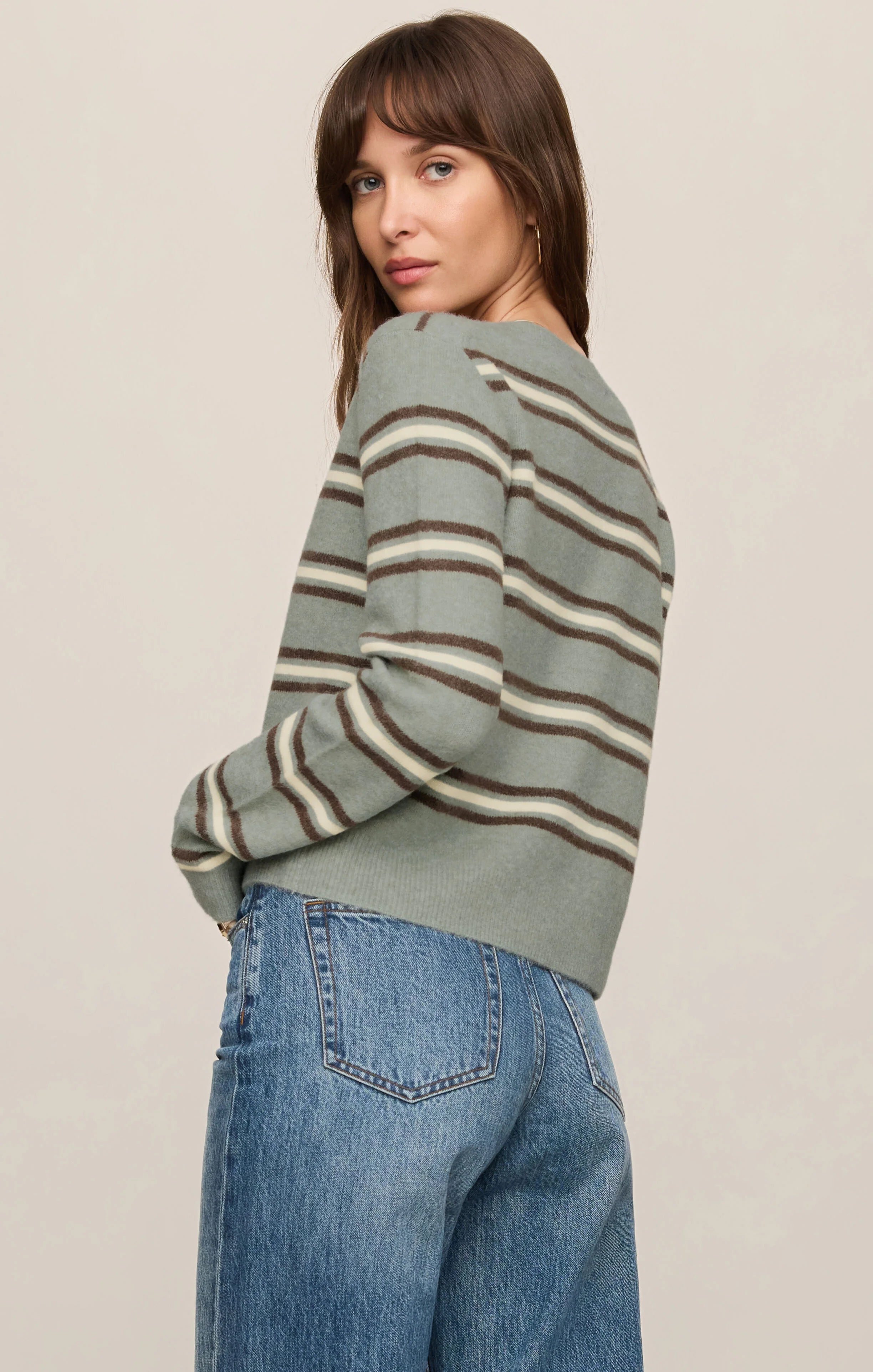 Z Supply Medina Cozy Stripe Cardigan Aqua Cloud