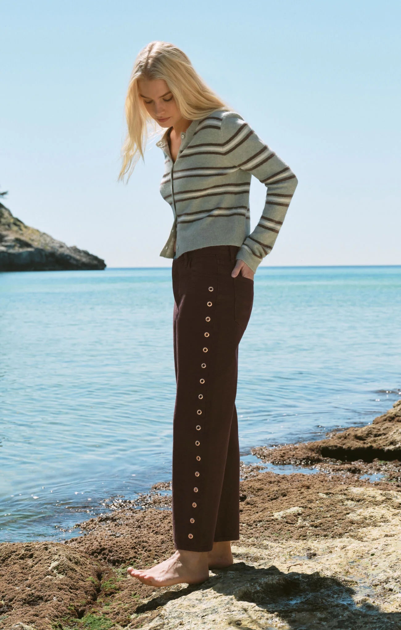 Z Supply Medina Cozy Stripe Cardigan Aqua Cloud