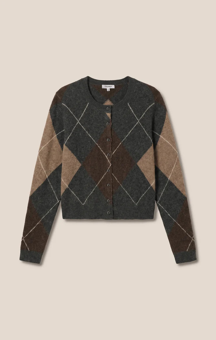 Z Supply Medina Argyle Cardigan Charcoal Heather