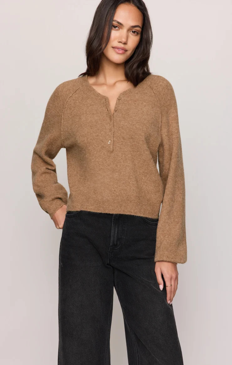 Z Supply Westmont Henley Sweater Golden Caramel