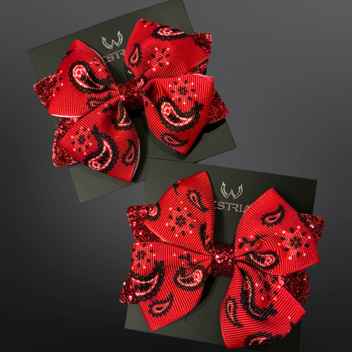 Westrian International Western Red Paisley Print Hair Bow