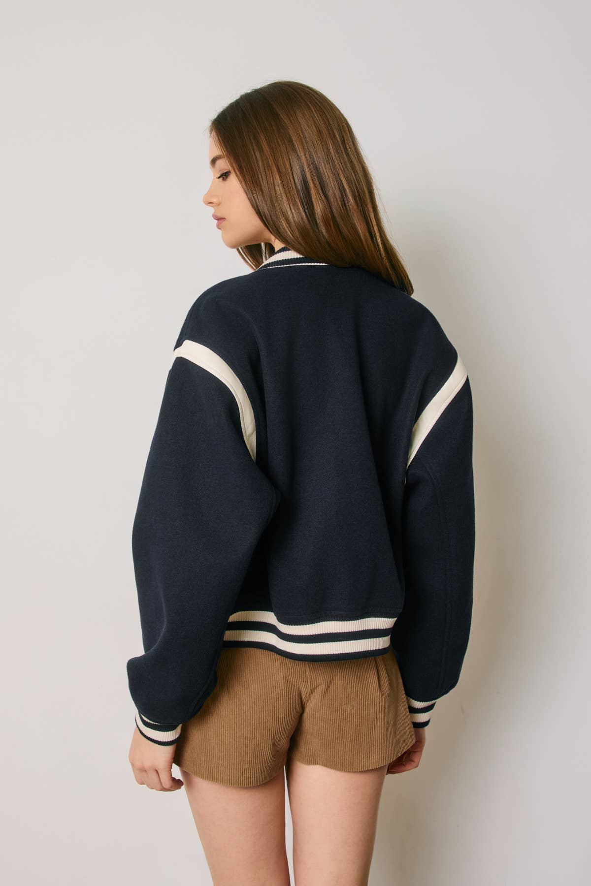 Shrunken Varsity Bomber Jacket
