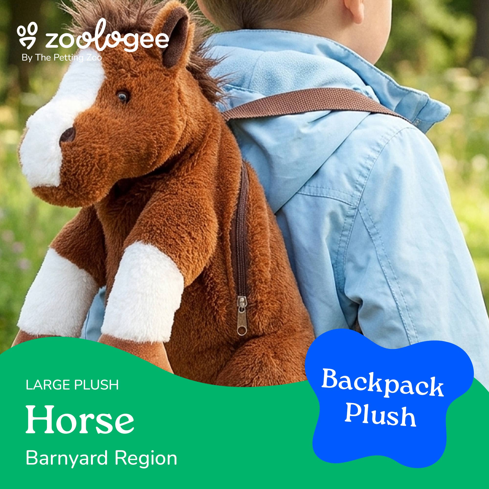 Wearable Plush Horse Backpack 20" Farm/Barnyard Animal