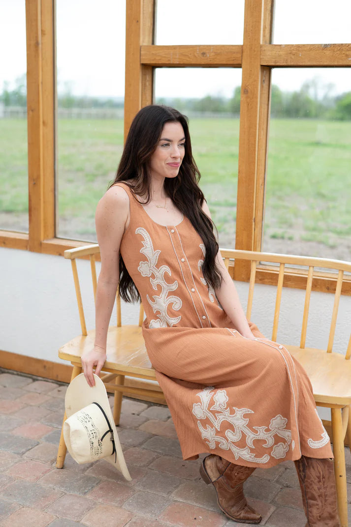 Ladies - Turquoise Haven Apricot Dress