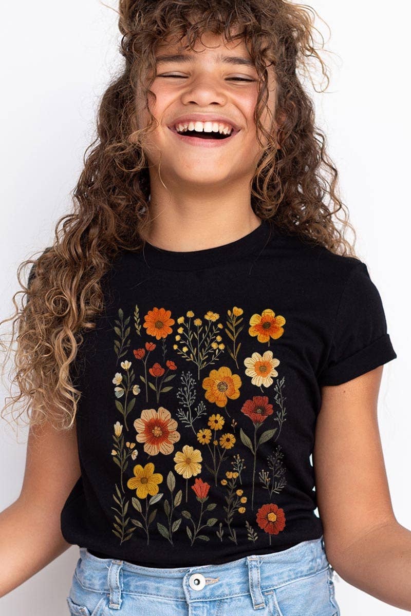 Colorbear Retro Pressed Wildflowers Kids Graphic Tee
