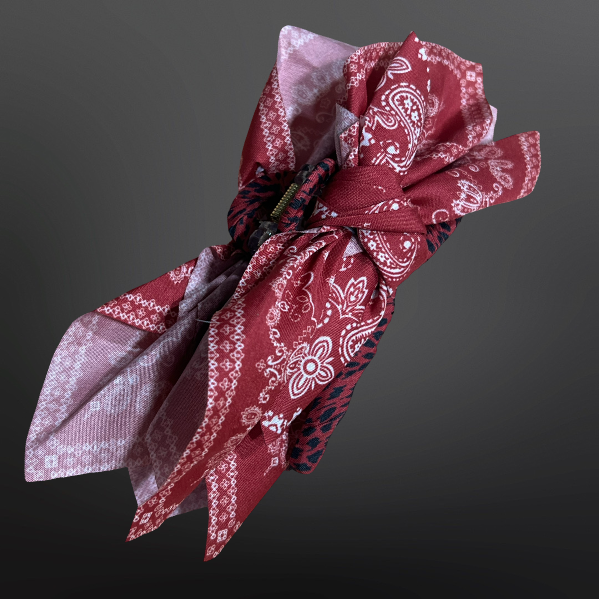 Westrian International Western Paisley Claw Clip Hair Bow Bandana Print