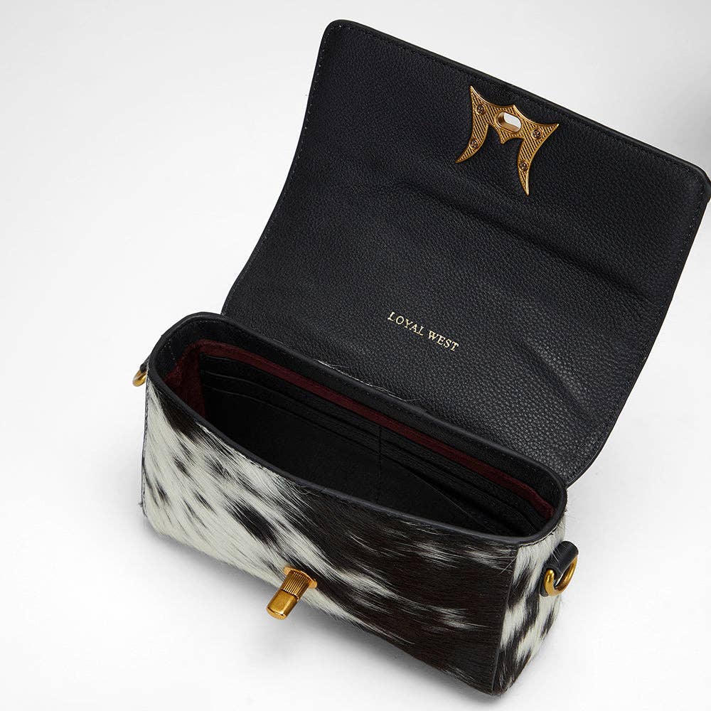 Myra Loyal West Savi Mini Bag In Black & White Cowhide