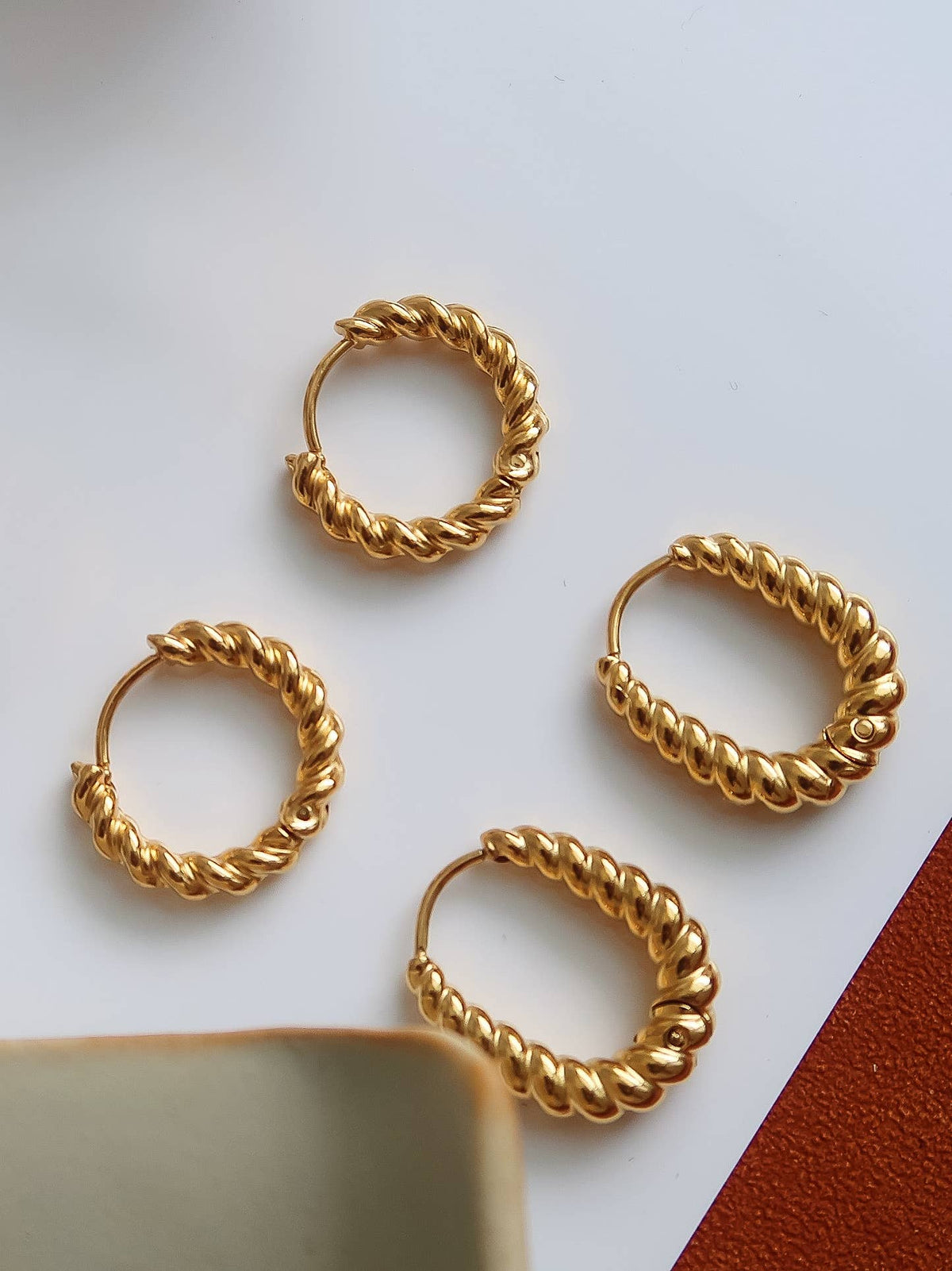 Flanerie Cere 18K Gold Non-Tarnish Twisted Hoop Earrings