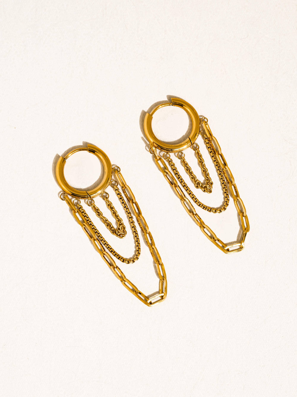 Flanerie Vianne 18K Gold Non-Tarnish Multi Chain Drop Earrings