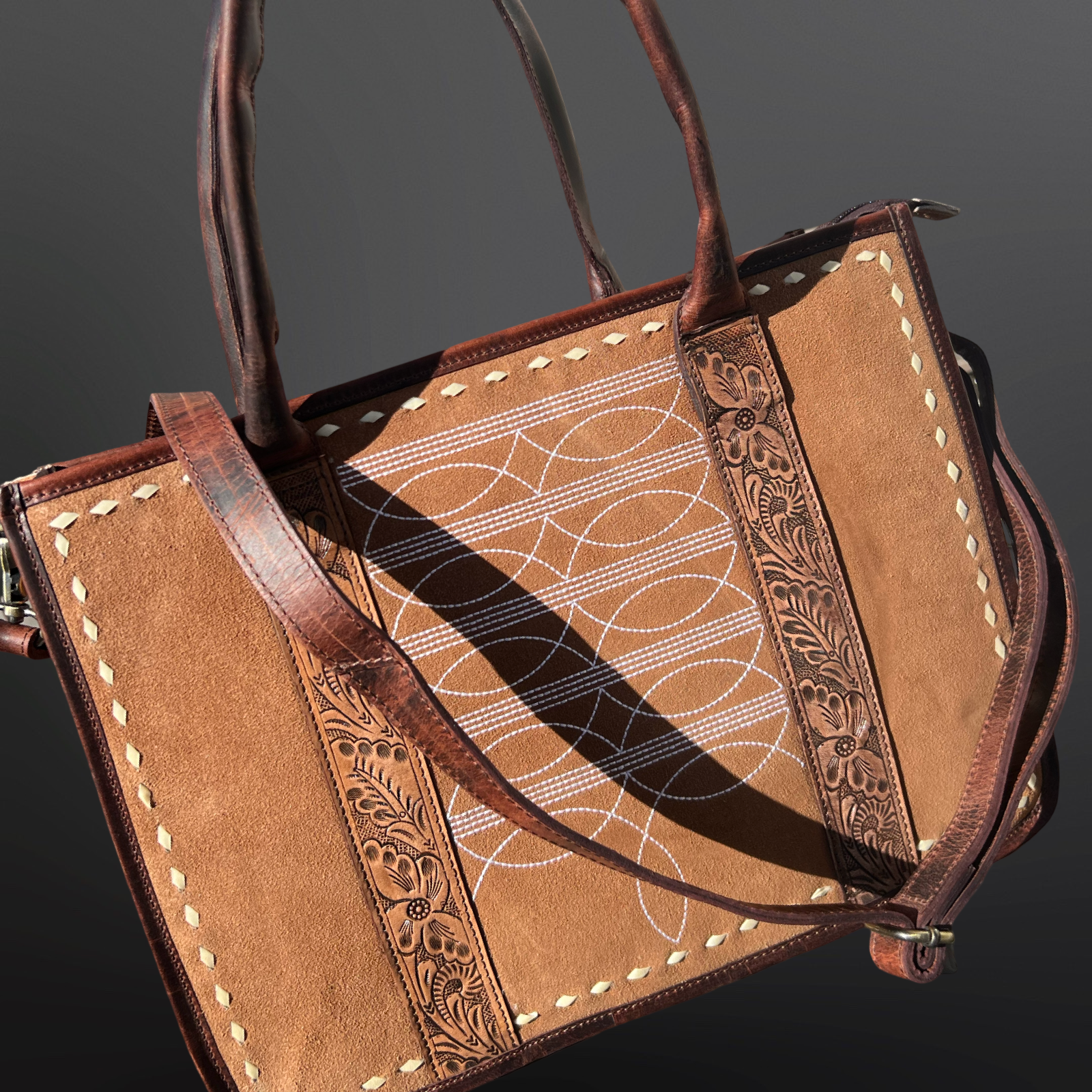 Westrian International Western Boot Stitch Tooled Leather Laptop Bag