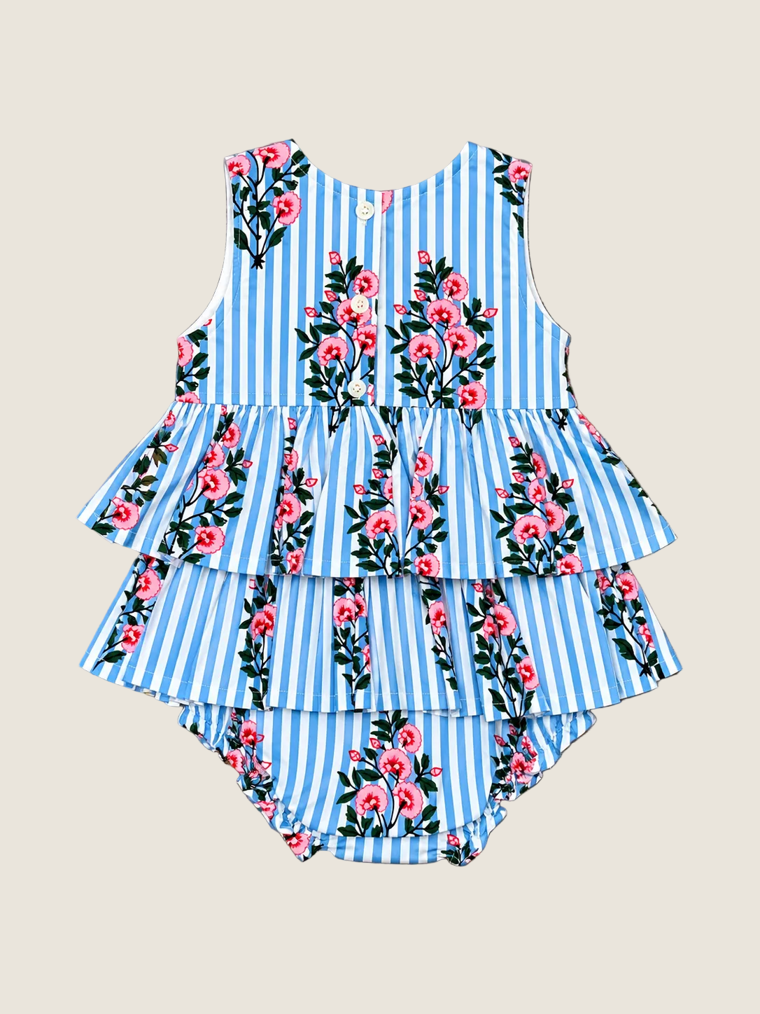 Lilbelle Dottie Bubble- Pinstripe Floral Blue